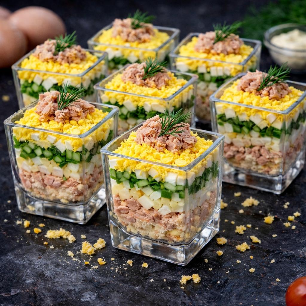 Мини трайфлы "Мимоза с тунцом" | от 2 шт — 50 г