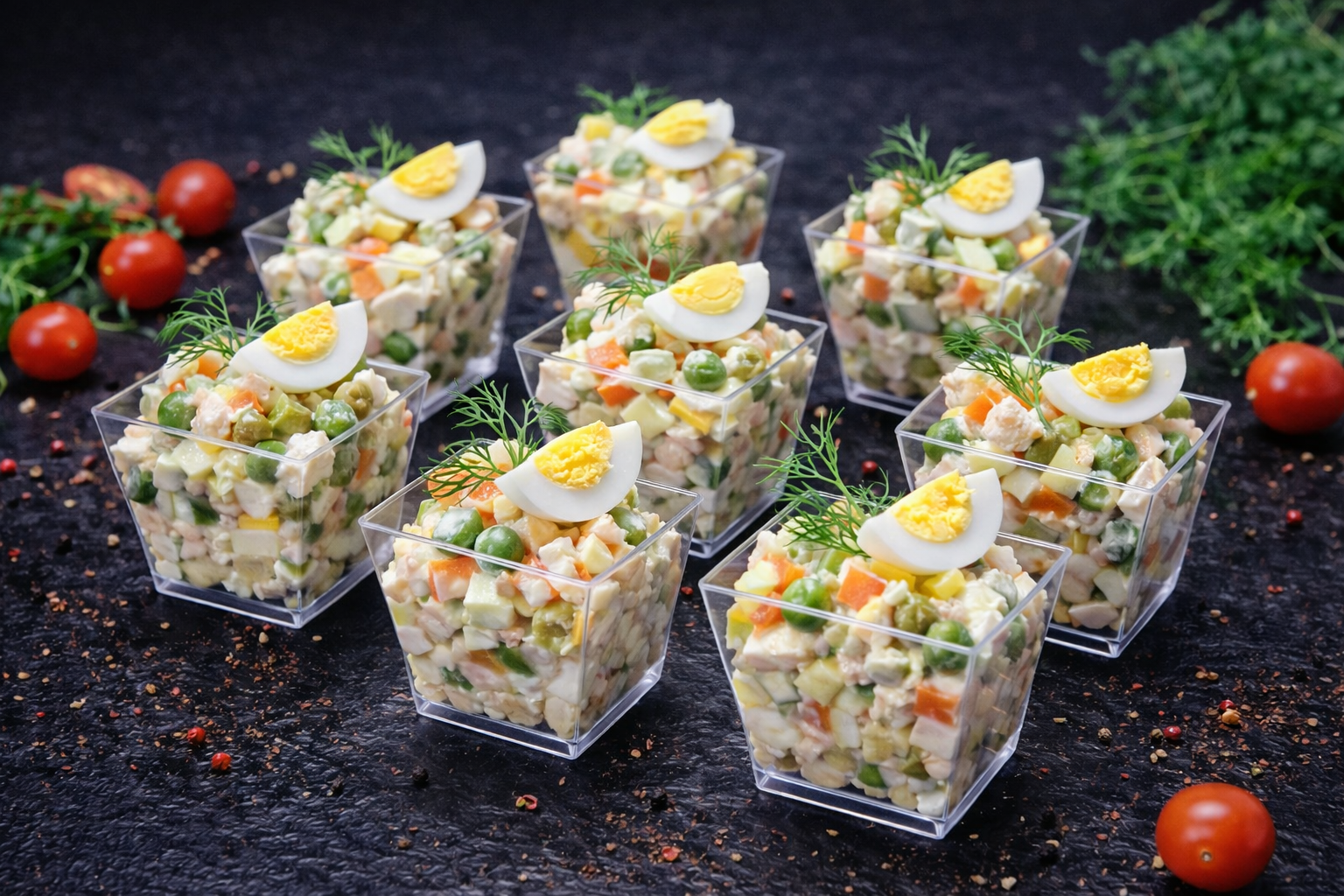 Оливье с курицей су-вид Мини-трайфлы | от 2 шт — 50 г